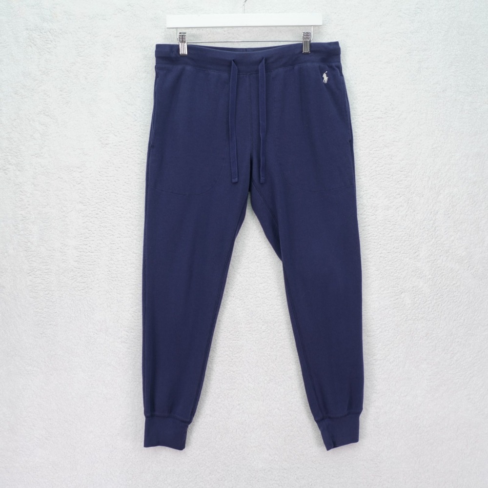 Polo Ralph Lauren Pajama Bottoms Sleepwear Blue Waffle Knit Largeโ 32 / 29 Men's